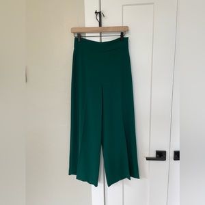Zara deep green high waist wide leg pant
